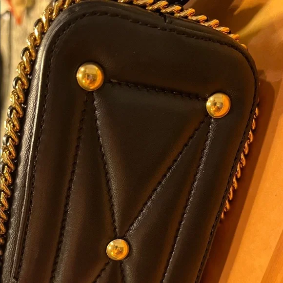 Moschino Black Quilted Mini Jacket Bag with Gold Chain Trim - Picture 10 of 14